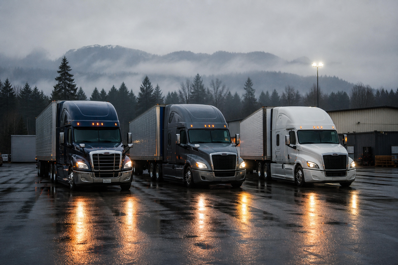 Oregon trucking fleet at a Pacific Northwest yard for a permanent PUC CCD weight-mile account